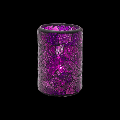 Blue & Purple Crackle Glass Cylinder Lamp